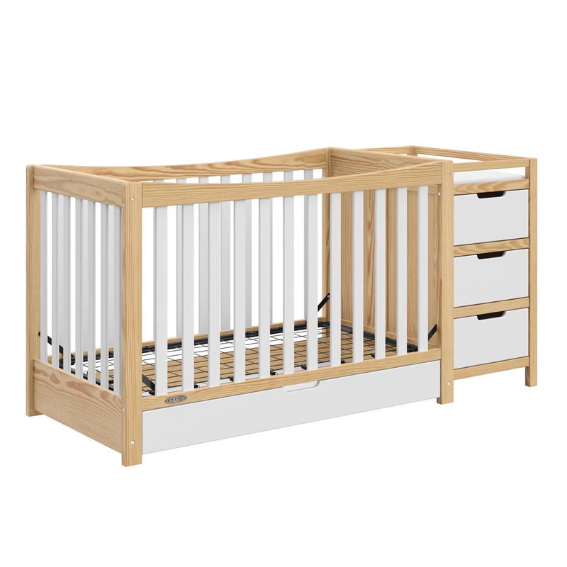 Stork Craft USA Remi 4-in-1 Wood Convertible Crib & Changer in White/Natural