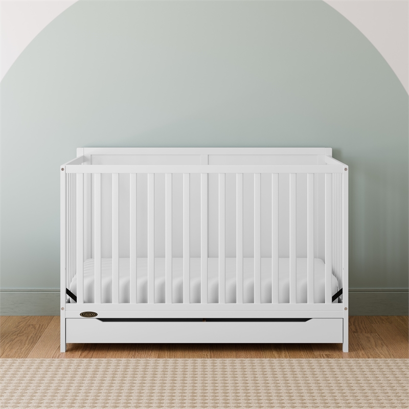 Stork Craft USA Melrose 5-in-1 Wood Convertible Crib with Drawer in White