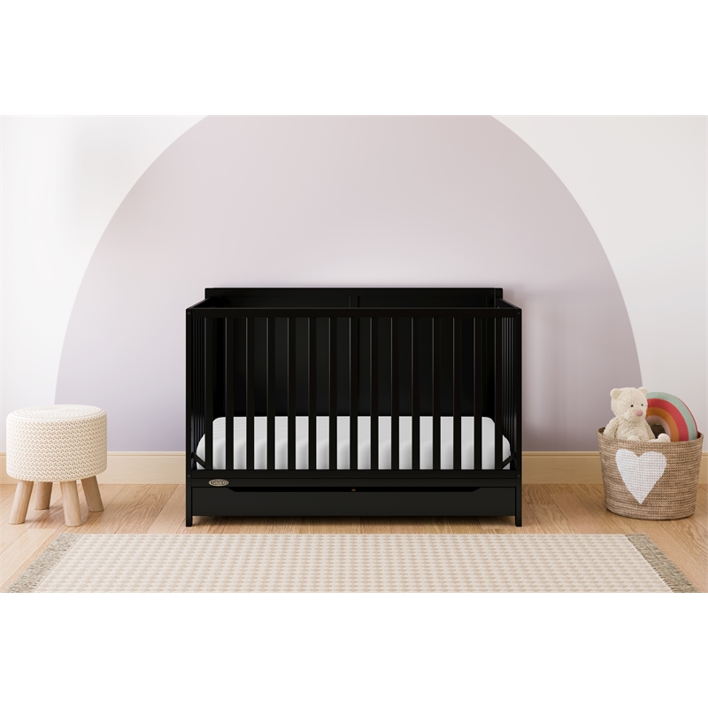 Stork Craft USA Melrose 5-in-1 Wood Convertible Crib with Drawer in Black