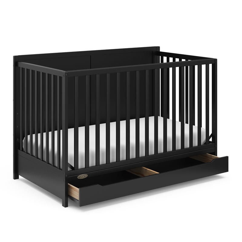 Stork Craft USA Melrose 5-in-1 Wood Convertible Crib with Drawer in Black