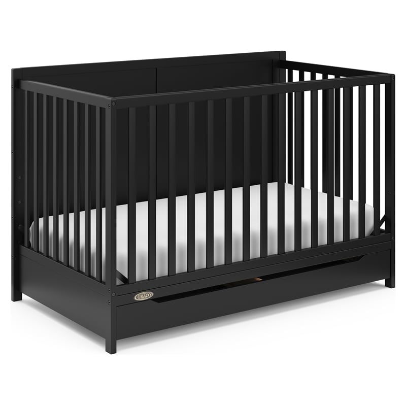 Stork Craft USA Melrose 5-in-1 Wood Convertible Crib with Drawer in Black