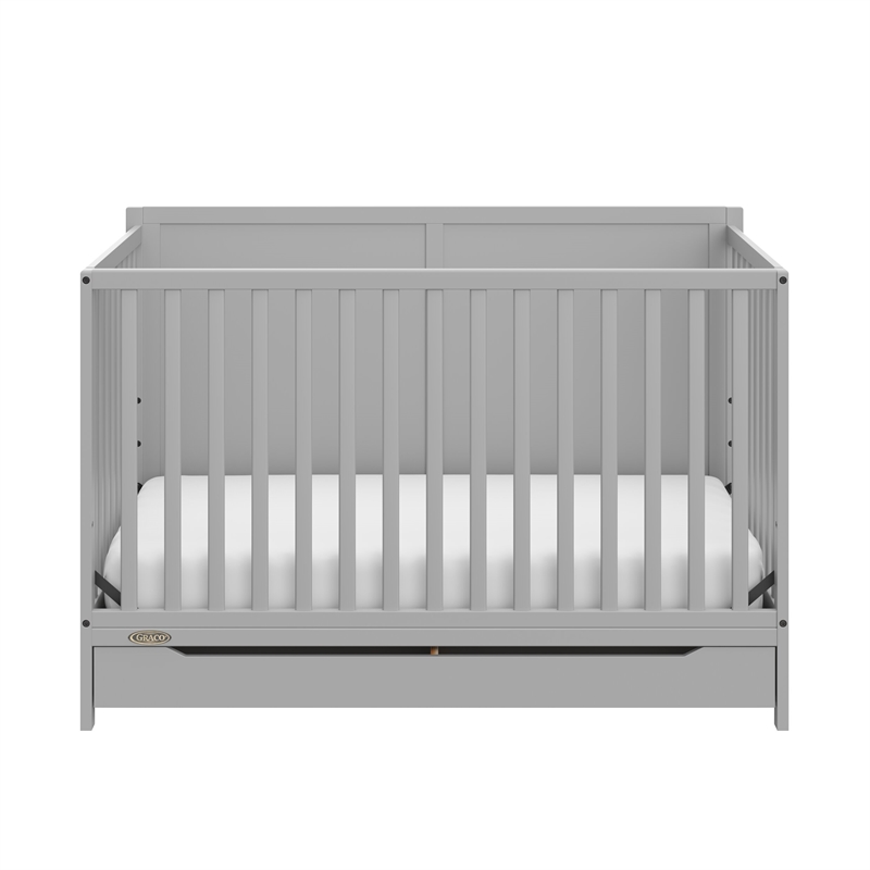 Stork Craft USA Melrose 5-in-1 Wood Convertible Crib with Drawer in Pebble Gray