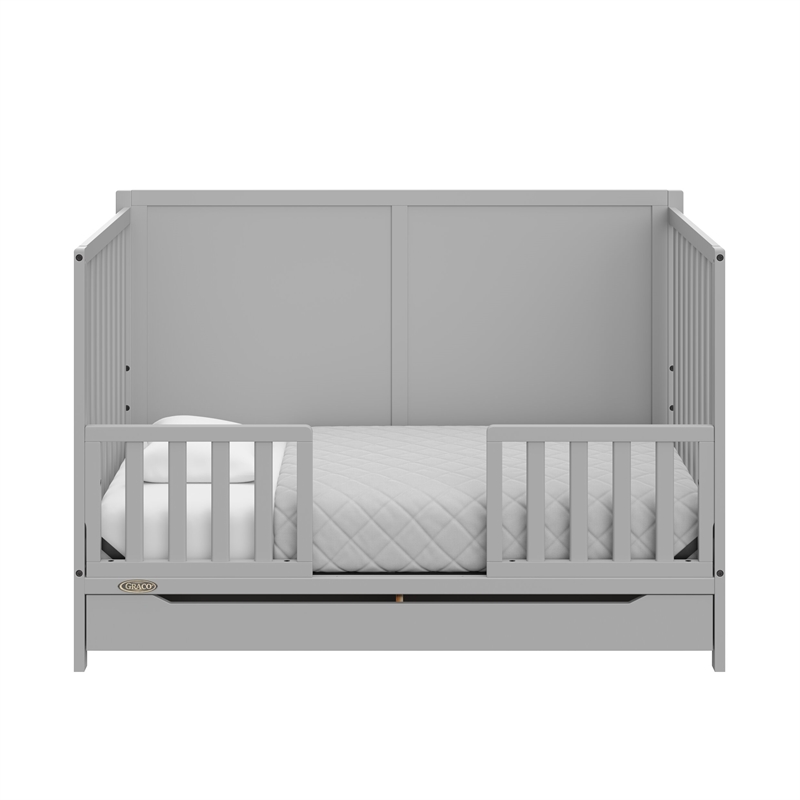 Stork Craft USA Melrose 5-in-1 Wood Convertible Crib with Drawer in Pebble Gray