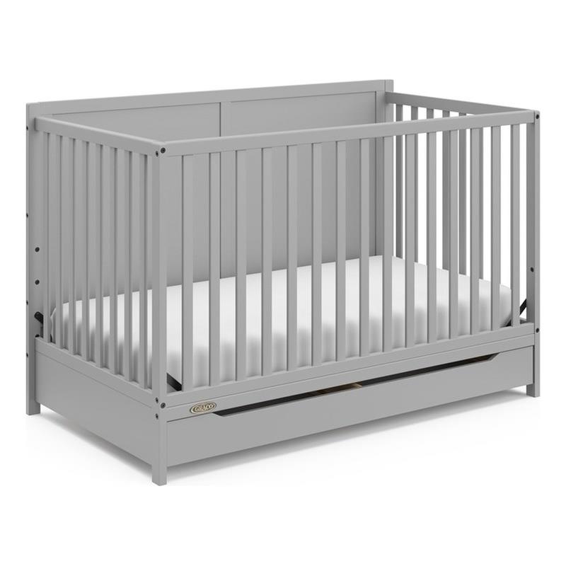 Stork Craft USA Melrose 5-in-1 Wood Convertible Crib with Drawer in Pebble Gray