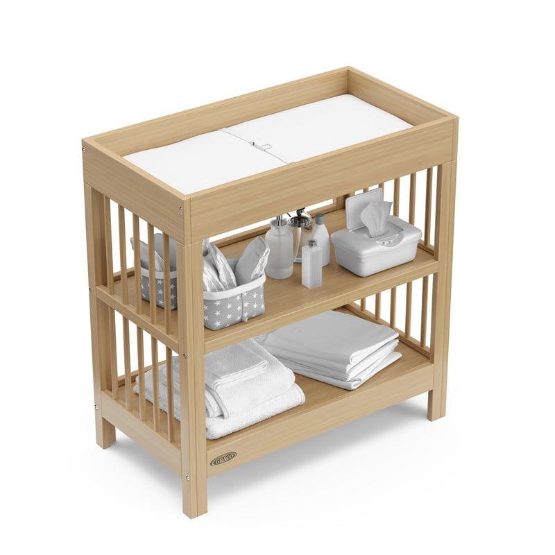 Stork Craft USA Teddi Wood Changing Table with Changing Pad in Driftwood