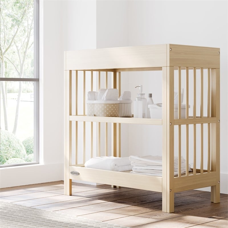 Stork Craft USA Teddi Wood Changing Table with Changing Pad in Driftwood