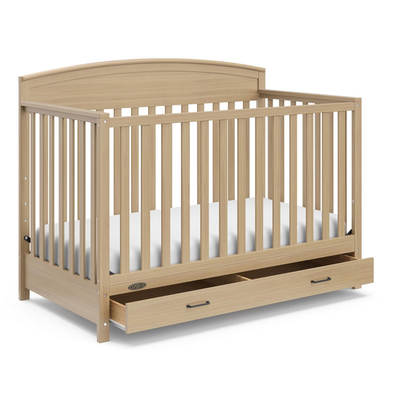 Stork Craft USA Benton 5-in-1 Wood Convertible Crib with Drawer in Driftwood