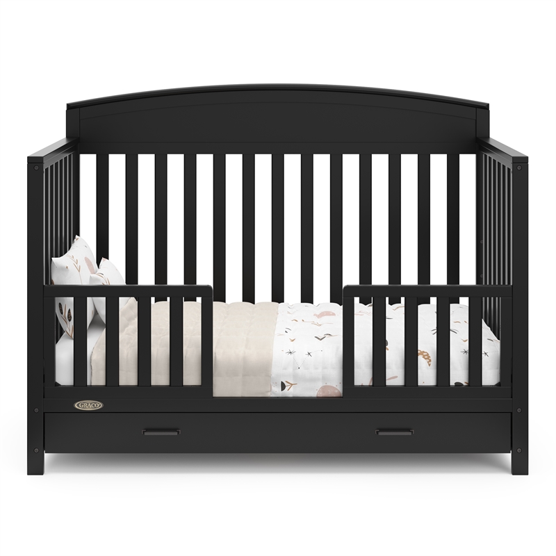 Stork Craft USA Benton 5-in-1 Wood Convertible Crib with Drawer in Black