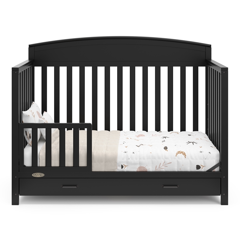 Stork Craft USA Benton 5-in-1 Wood Convertible Crib with Drawer in Black