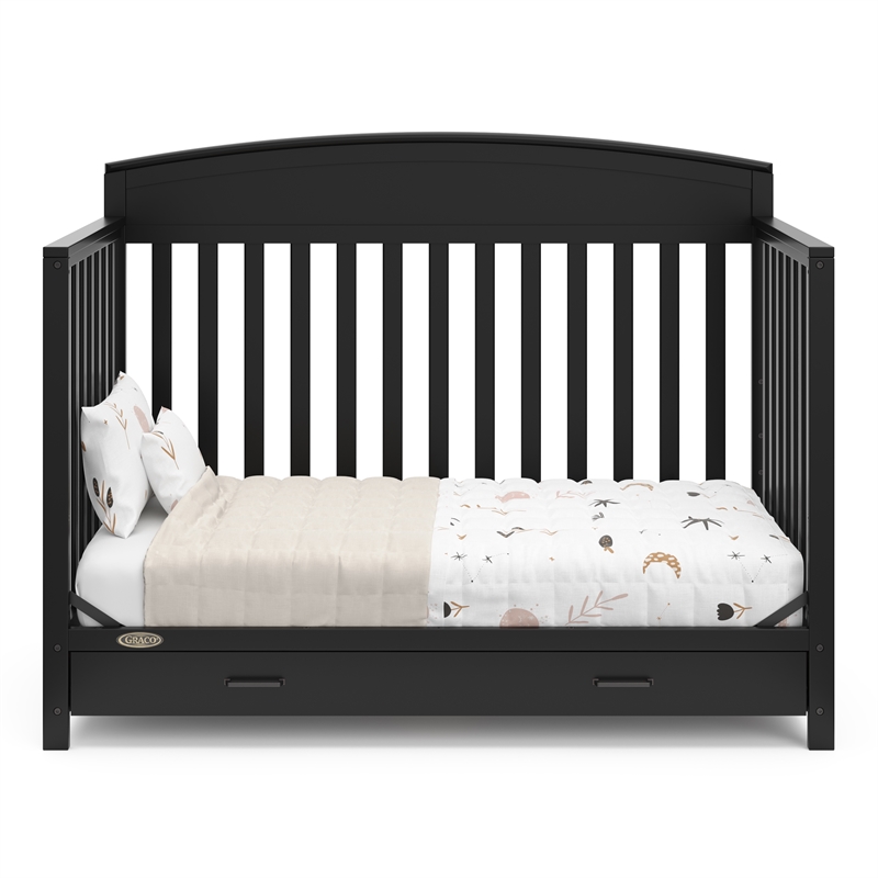 Stork Craft USA Benton 5-in-1 Wood Convertible Crib with Drawer in Black