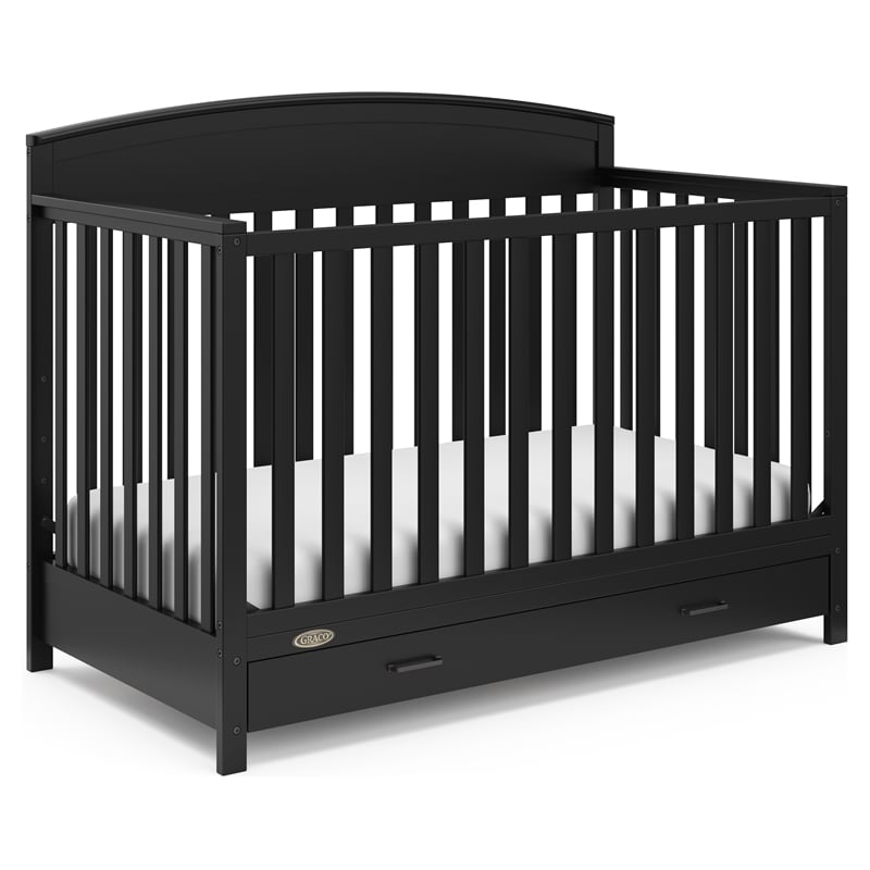 Stork Craft USA Benton 5-in-1 Wood Convertible Crib with Drawer in Black