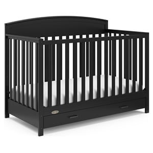 Stork Craft USA Benton 5-in-1 Wood Convertible Crib with Drawer in Black