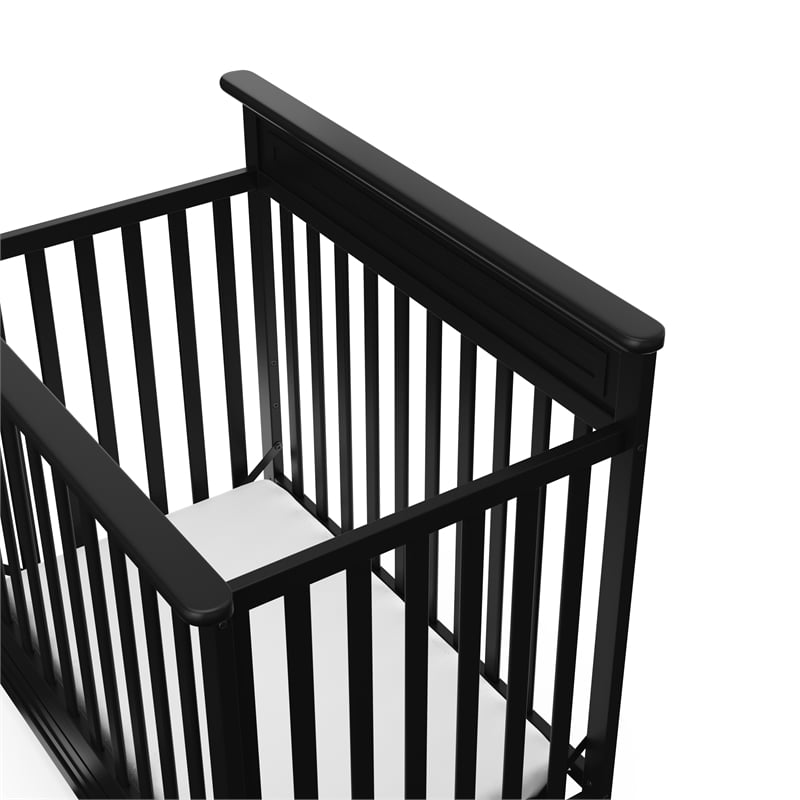 Stork Craft USA Petal 4-in-1 Engineered Wood Convertible Mini Crib in Black