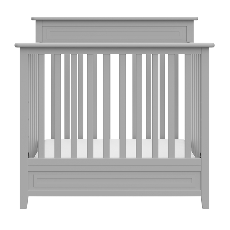 Stork Craft USA Petal 4-in-1 Engineered Wood Convertible Mini Crib in Gray