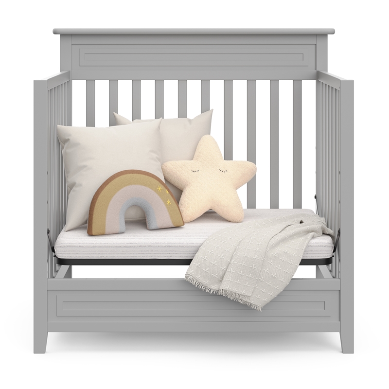 Stork Craft USA Petal 4-in-1 Engineered Wood Convertible Mini Crib in Gray