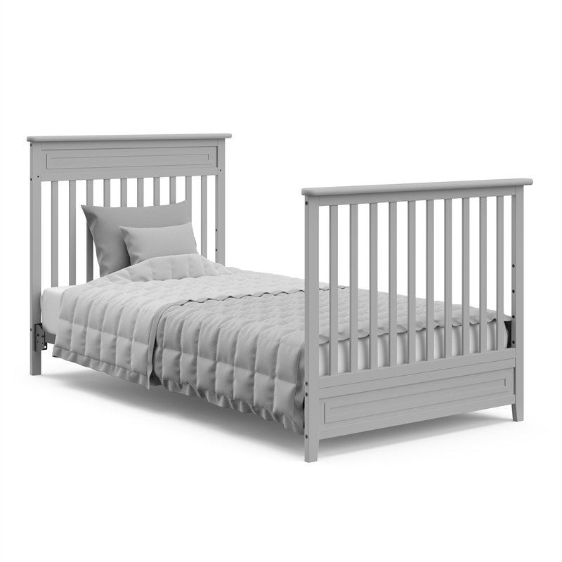 Stork Craft USA Petal 4-in-1 Engineered Wood Convertible Mini Crib in Gray