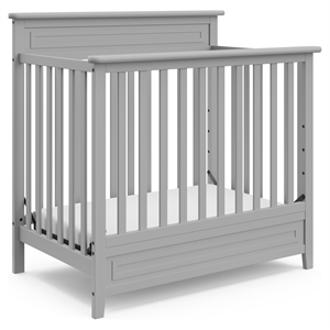 Stork Craft USA Petal 4-in-1 Engineered Wood Convertible Mini Crib in Gray