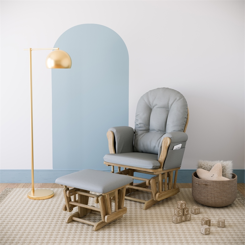 Storkcraft Hoop Glider and Ottoman Natural with Light Gray Cymax Business