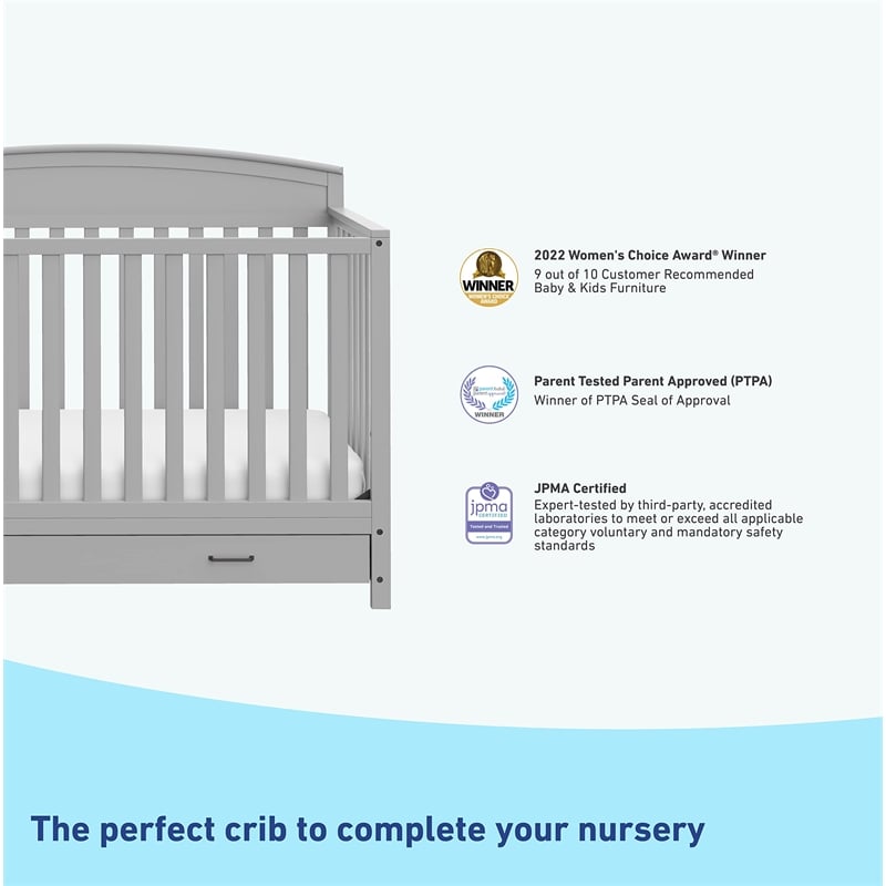 Graco Benton 5-in-1 Convertible Crib with Drawer - Pebble Gray