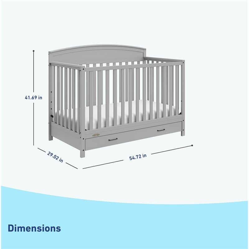 Graco Benton 5-in-1 Convertible Crib with Drawer - Pebble Gray