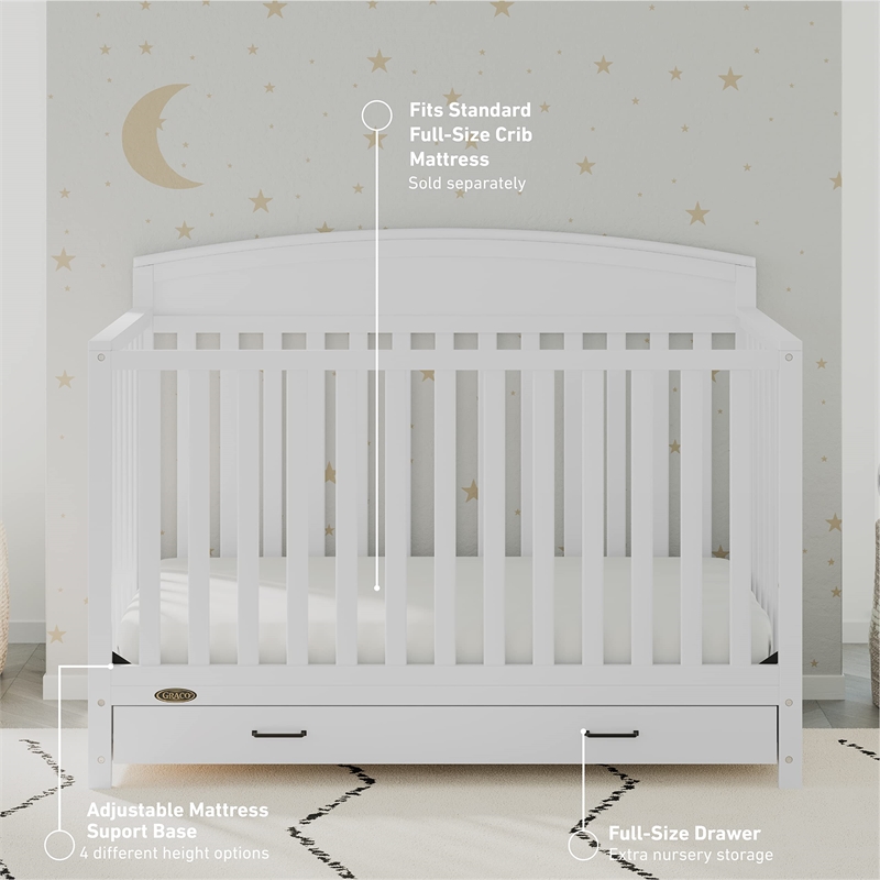 Graco Benton 5-in-1 Convertible Crib with Drawer - White