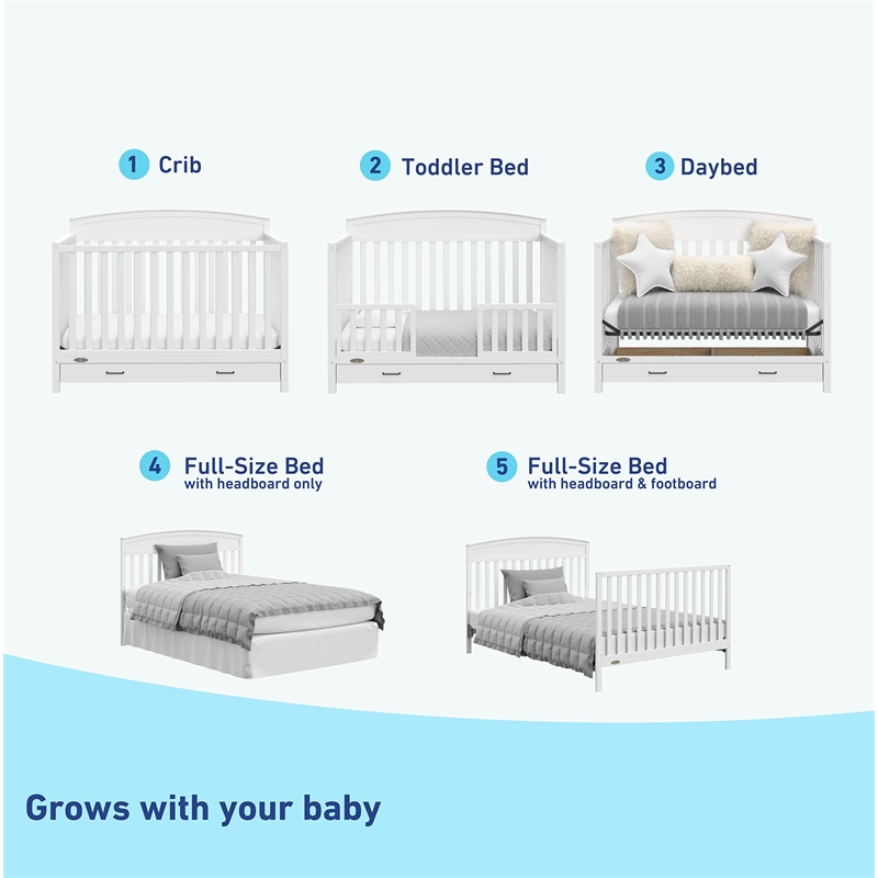 Graco Benton 5-in-1 Convertible Crib with Drawer - White