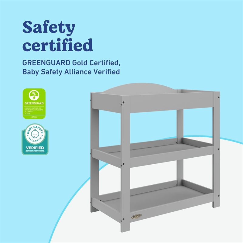 Graco Customizable Changing Table with Water-Resistant Changing Pad Pebble Gray