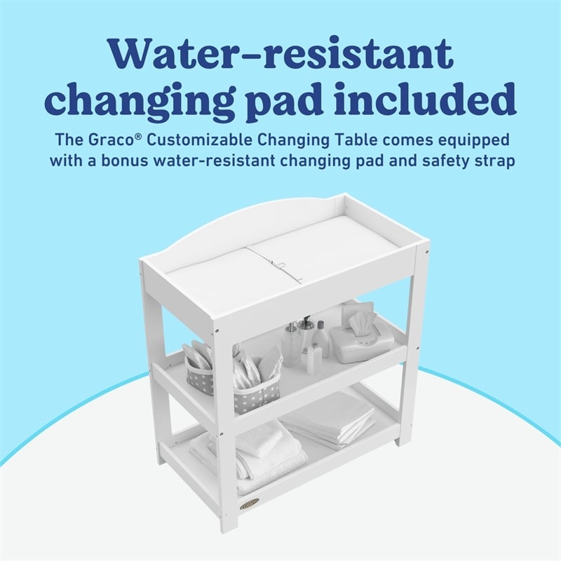Graco Customizable Changing Table with Water-Resistant Changing Pad - White