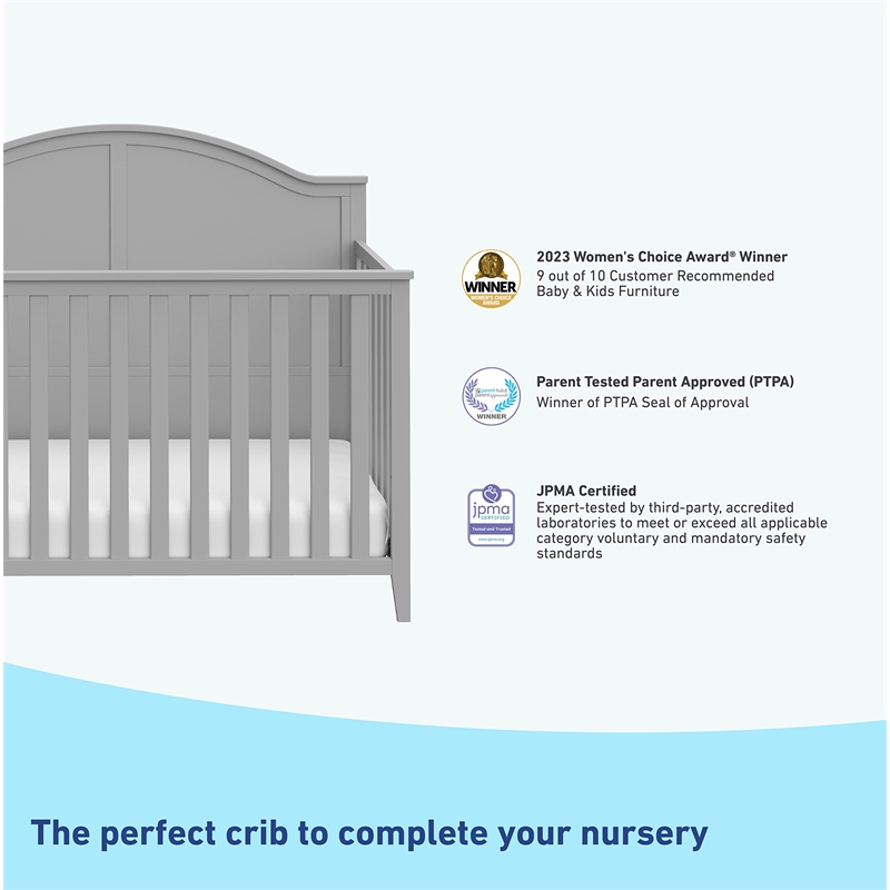 Graco Wilfred 5-in-1 Convertible Crib - Pebble Gray