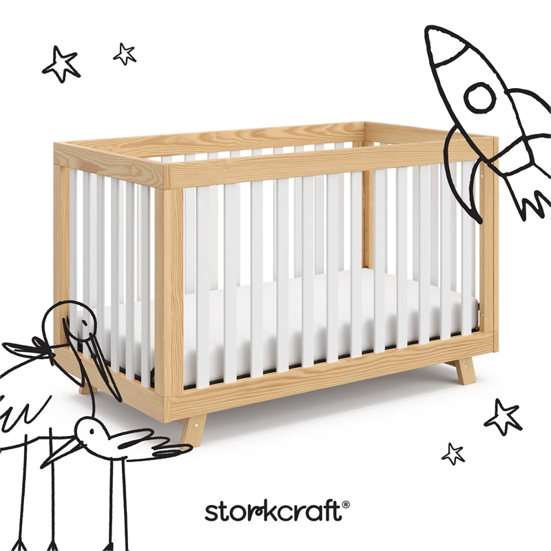 Beckett 3-in-1 Convertible Crib - Natural with White Slats