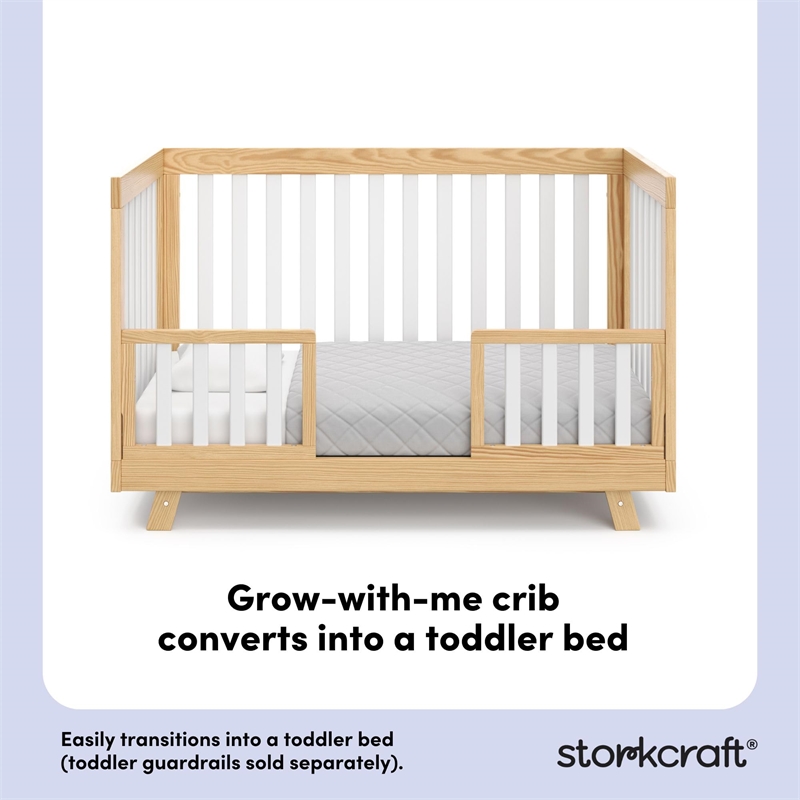 Beckett 3-in-1 Convertible Crib - Natural with White Slats
