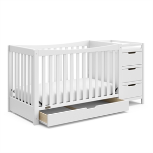 Graco Remi Crib & Changer with Premium Foam Crib and Toddler Mattress - White