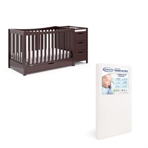 Graco Remi Crib & Changer with Premium Foam Crib & Toddler Mattress - Espresso