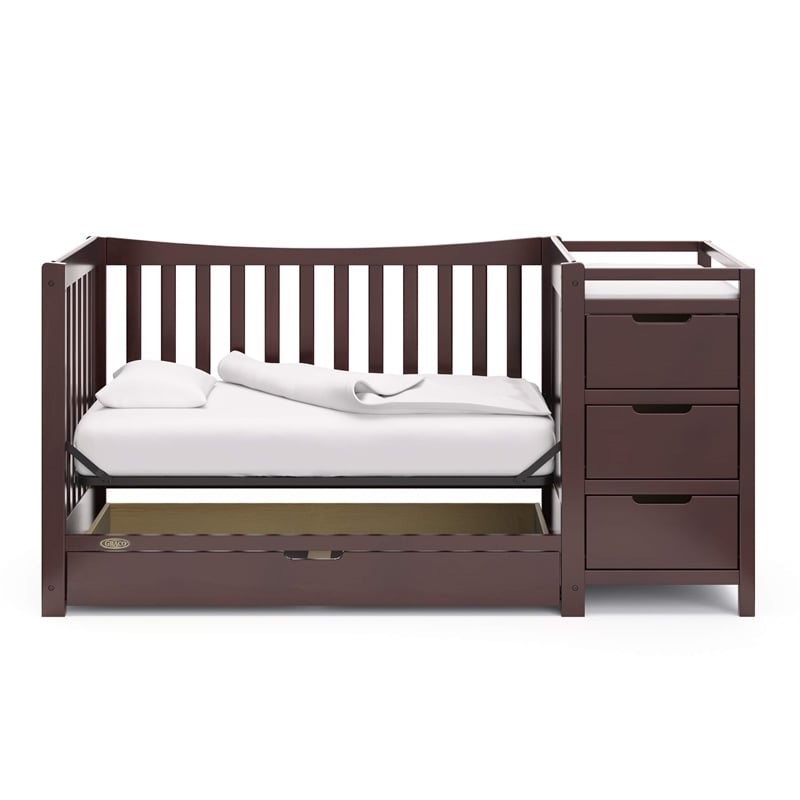 Graco Remi Crib & Changer with Premium Foam Crib & Toddler Mattress - Espresso