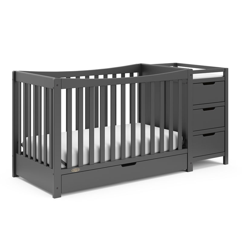 Graco Remi Crib & Changer with Premium Foam Crib and Toddler Mattress - Gray