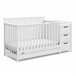 Graco Hadley Crib & Changer w/ Drawer with Crib and Toddler Mattress - White