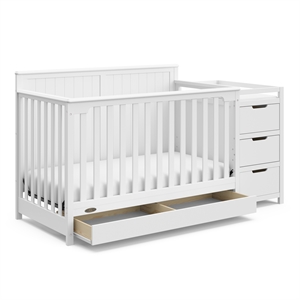 Graco Hadley Crib & Changer w/ Drawer with Crib and Toddler Mattress - White