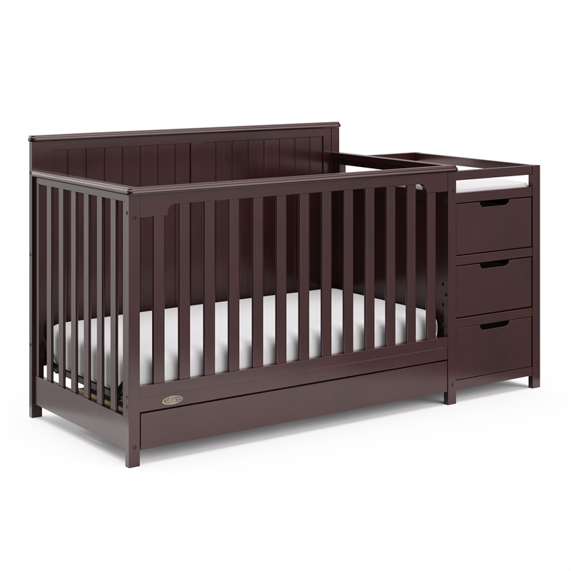 Graco Hadley Crib & Changer w/ Drawer with Crib and Toddler Mattress - Espresso
