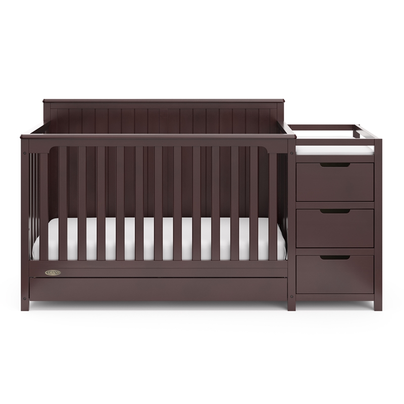 Graco Hadley Crib & Changer w/ Drawer with Crib and Toddler Mattress - Espresso
