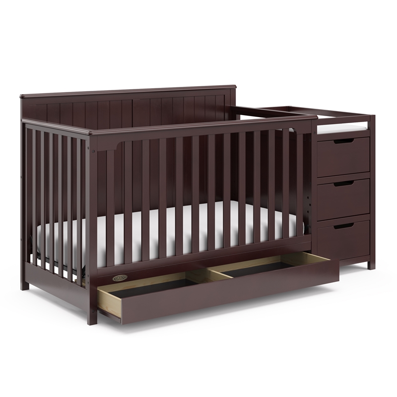 Graco Hadley Crib & Changer w/ Drawer with Crib and Toddler Mattress - Espresso