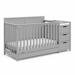 Graco Hadley Crib & Changer w/ Drawer w/ Crib and Toddler Mattress - Pebble Gray