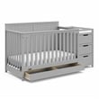 Graco Hadley Crib & Changer w/ Drawer w/ Crib and Toddler Mattress - Pebble Gray