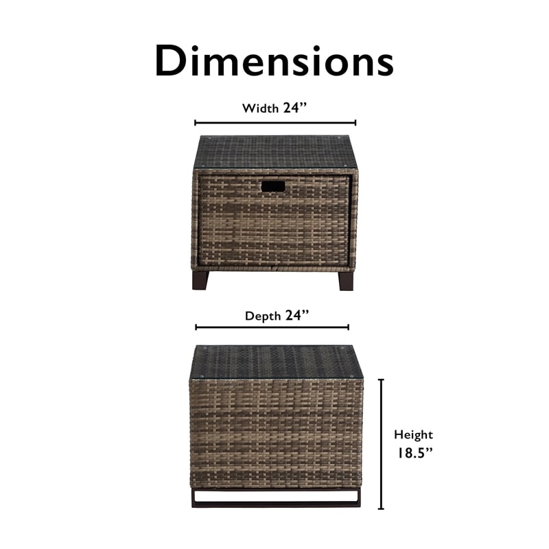 Tommy Hilfiger Oceanside Outdoor Side Table with Storage in Brown