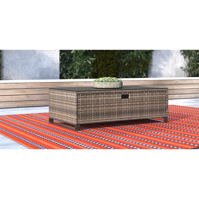 Tommy Hilfiger Oceanside Outdoor Coffee Table with Storage in Brown