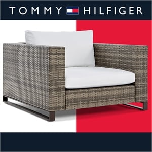 Tommy Hilfiger Oceanside Outdoor Arm Chair in Gray and Brown