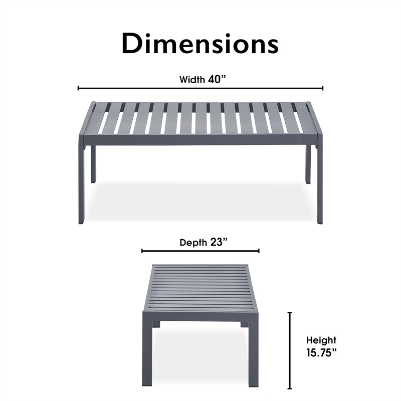 Tommy Hilfiger Monterey Outdoor Coffee Table in Gray Gunmetal