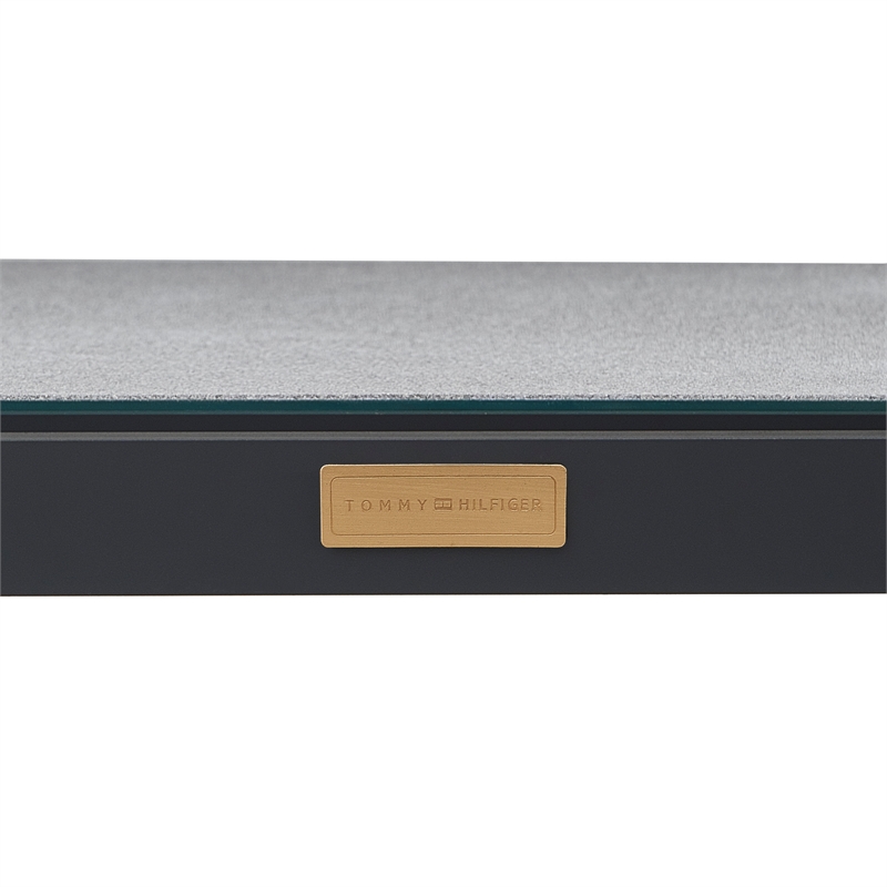 Tommy Hilfiger Hampton Outdoor Side Table with Gray Pebbled Glass