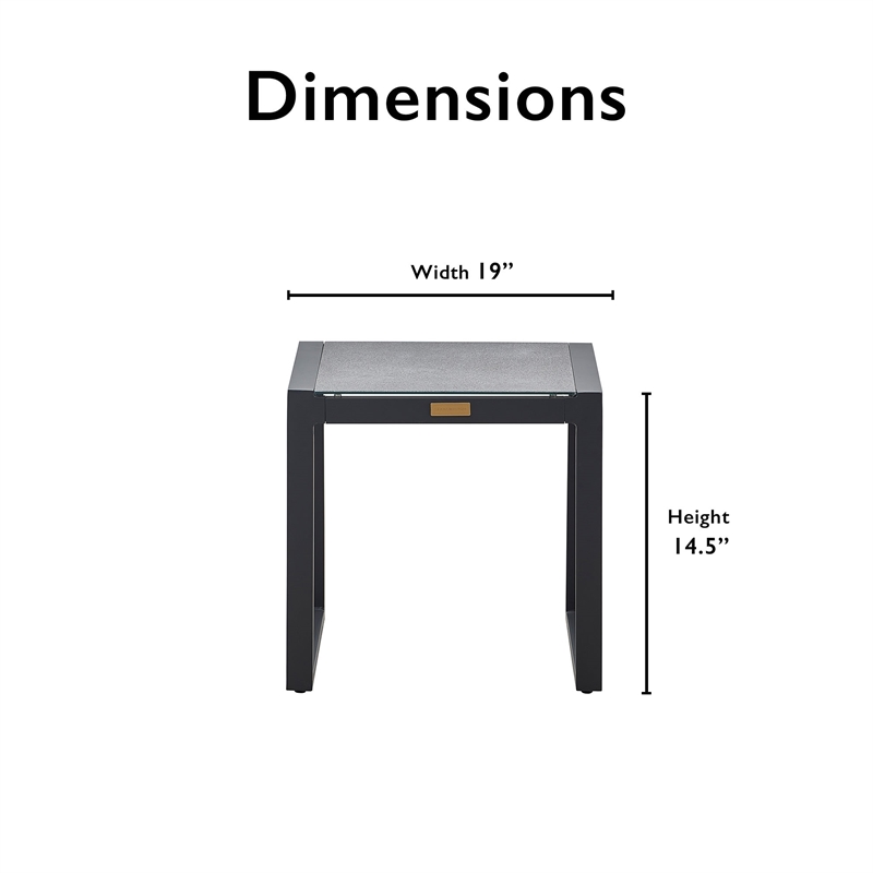 Tommy Hilfiger Hampton Outdoor Side Table with Gray Pebbled Glass