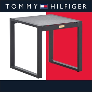 Tommy Hilfiger Hampton Outdoor Side Table with Gray Pebbled Glass