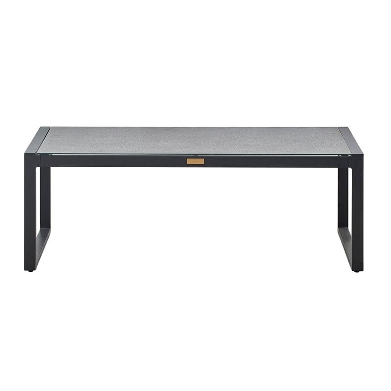 Tommy Hilfiger Hampton Outdoor Coffee Table Gray Pebbled Glass
